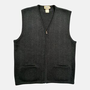 Vintage Matinique Sweater Vest Mens XL Gray Full Zip Wool Blend Pocket Hong Kong